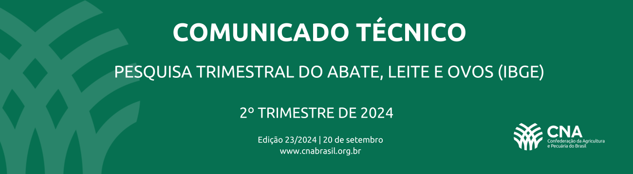Pesquisa Trimestral do Abate, Leite e Ovos Resultados do 2º trimestre de 2024