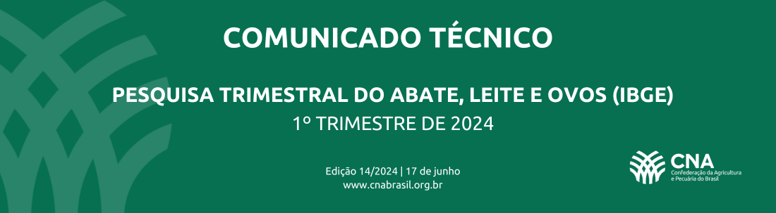 Pesquisa Trimestral do Abate, Leite e Ovos Resultados do 1º trimestre de 2024